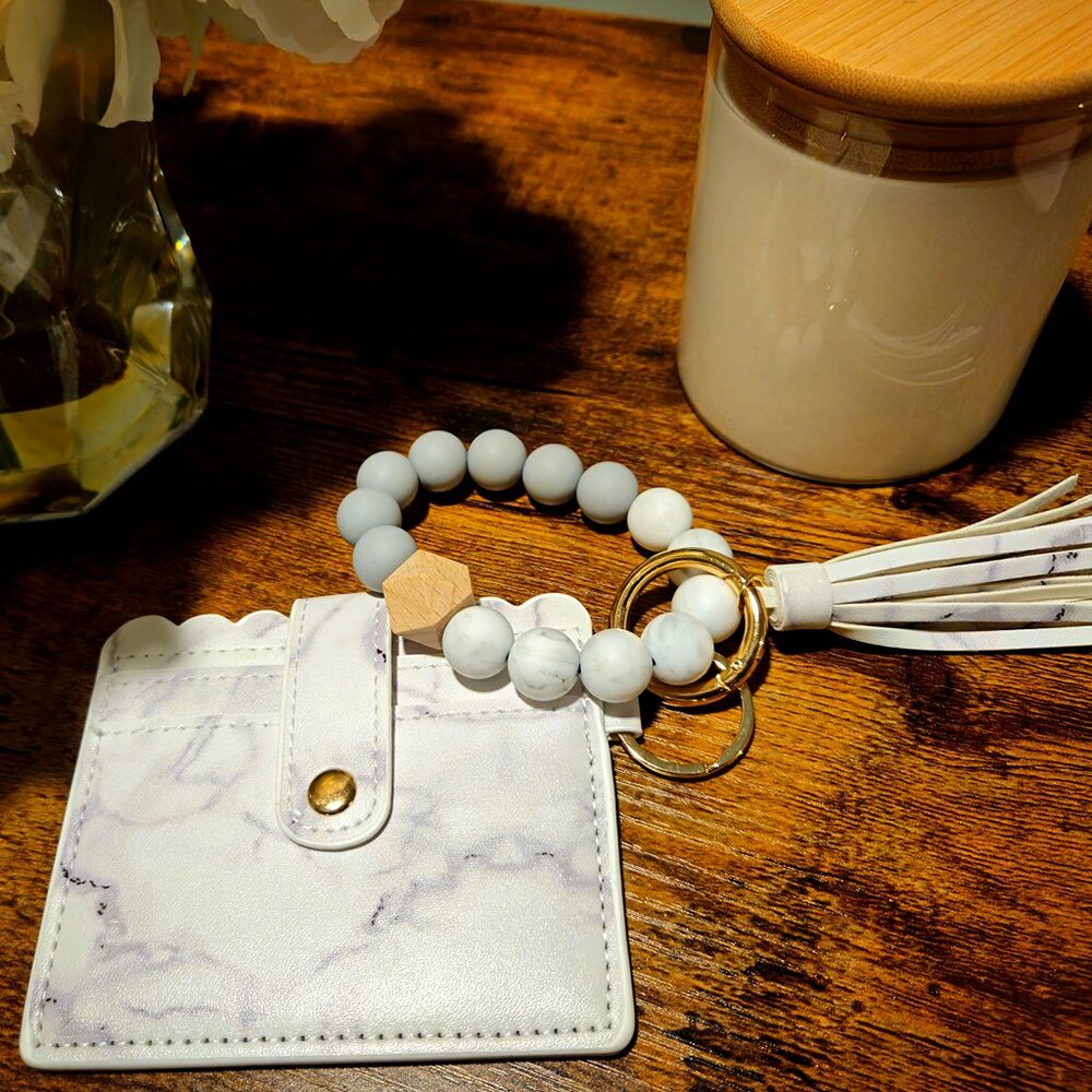 Marble Bangle Wallet, Women's wristlet, Silicone Wristlet, Wristlet Wallet